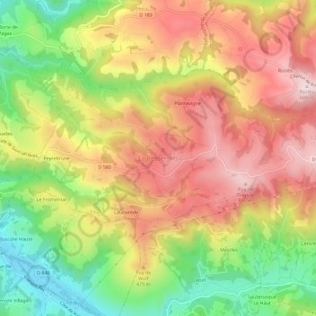 Mapa topográfico La Bessenoits, altitud, relieve