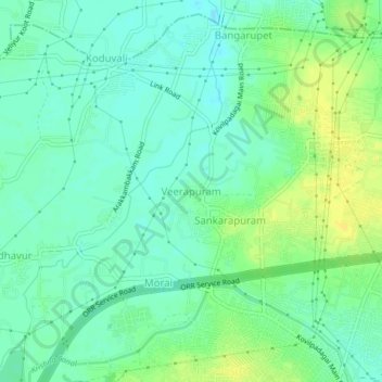Mapa topográfico Veerapuram, altitud, relieve