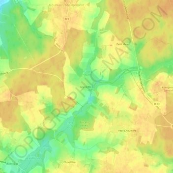 Mapa topográfico Grand Meix, altitud, relieve