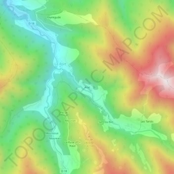 Mapa topográfico Arac, altitud, relieve