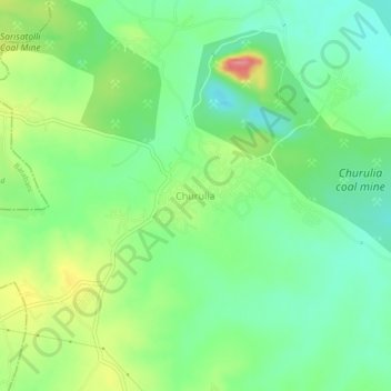 Mapa topográfico Churulia, altitud, relieve