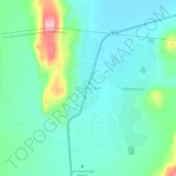 Mapa topográfico Olifantshoek, altitud, relieve