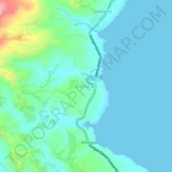 Mapa topográfico Palma Gil, altitud, relieve