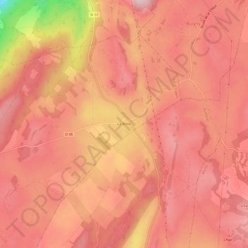 Mapa topográfico La Vrine, altitud, relieve