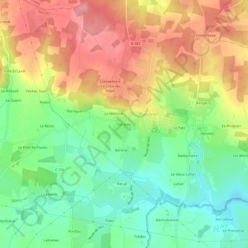 Mapa topográfico Keraray, altitud, relieve