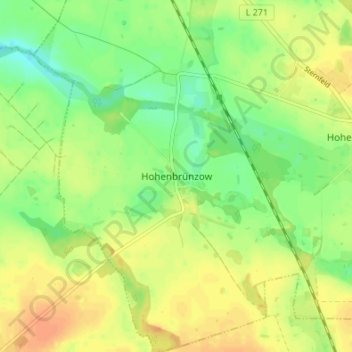 Mapa topográfico Hohenbrünzow, altitud, relieve