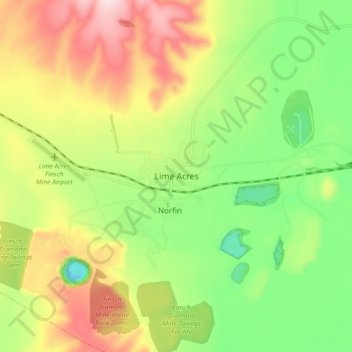 Mapa topográfico Lime Acres, altitud, relieve