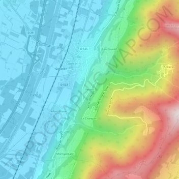 Mapa topográfico Pelane, altitud, relieve