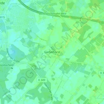 Mapa topográfico Gießelhorst, altitud, relieve