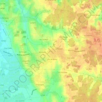 Mapa topográfico Étrez, altitud, relieve
