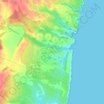 Mapa topográfico Cala Murada, altitud, relieve