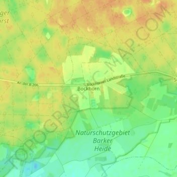 Mapa topográfico Bockhorn, altitud, relieve