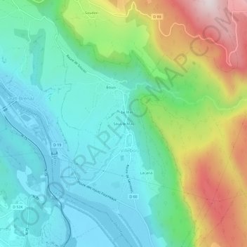 Mapa topográfico Sous le Mas, altitud, relieve