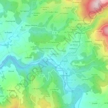 Mapa topográfico La Paterie, altitud, relieve