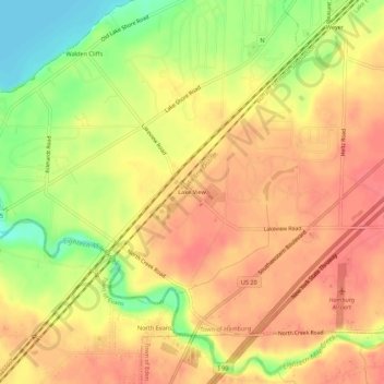 Mapa topográfico Lake View, altitud, relieve