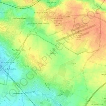 Mapa topográfico La Moie, altitud, relieve