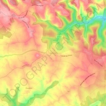 Mapa topográfico Le Cluzel, altitud, relieve