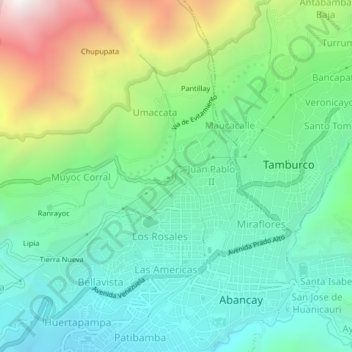 Mapa topográfico Puca Puca, altitud, relieve