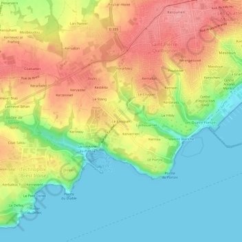 Mapa topográfico Le Cosquer, altitud, relieve