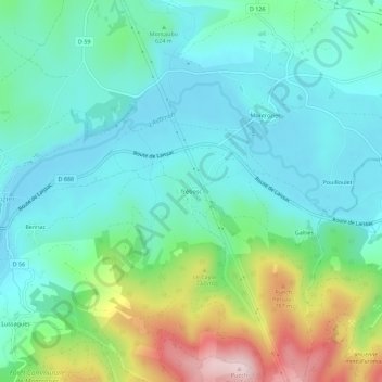 Mapa topográfico Trébosc, altitud, relieve