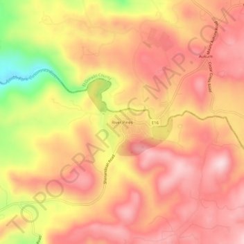 Mapa topográfico River Pines, altitud, relieve