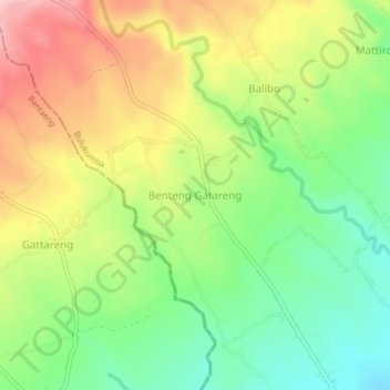 Mapa topográfico Benteng Gatareng, altitud, relieve