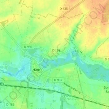 Mapa topográfico Estouilly, altitud, relieve