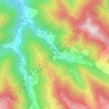 Mapa topográfico Sartrou Bas, altitud, relieve