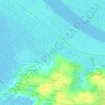 Mapa topográfico Buzay, altitud, relieve