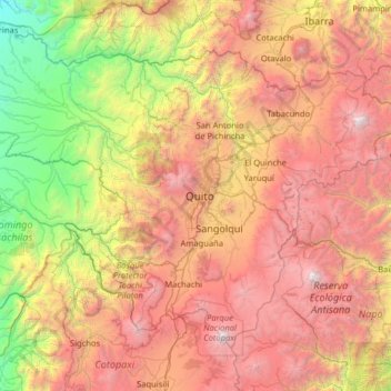 Mapa topográfico La Libertad, altitud, relieve