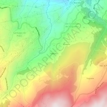 Mapa topográfico Valbom, altitud, relieve