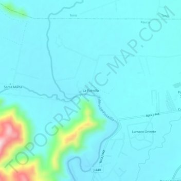 Mapa topográfico La Palmilla, altitud, relieve