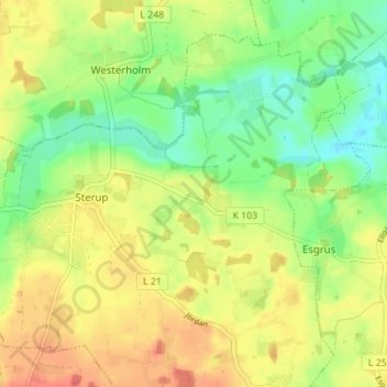 Mapa topográfico Boltoft, altitud, relieve