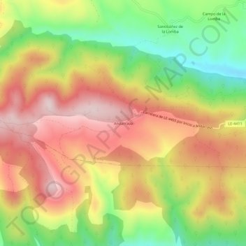 Mapa topográfico Andarraso, altitud, relieve