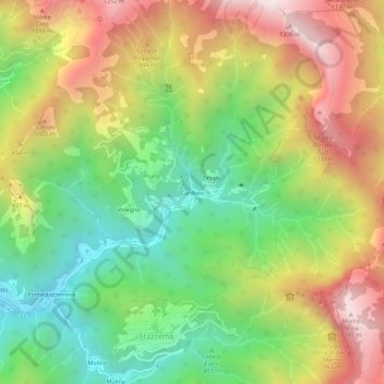 Mapa topográfico Cardoso, altitud, relieve