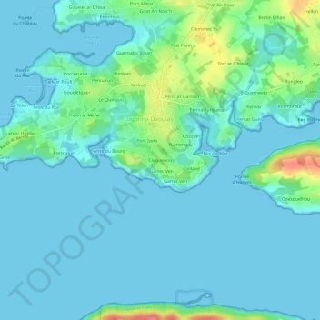 Mapa topográfico Clegueriou, altitud, relieve
