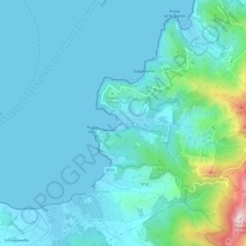 Mapa topográfico Bagnaia, altitud, relieve