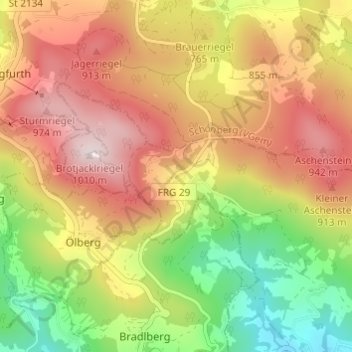 Mapa topográfico Daxstein, altitud, relieve