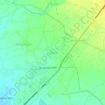 Mapa topográfico Licaong, altitud, relieve