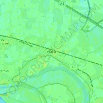Mapa topográfico Praest, altitud, relieve