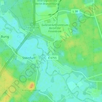 Mapa topográfico Freienbrink, altitud, relieve