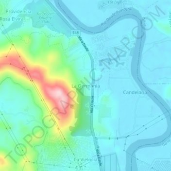 Mapa topográfico La Germania, altitud, relieve