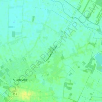 Mapa topográfico Pirgo, altitud, relieve
