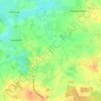 Mapa topográfico Osterhavetoft, altitud, relieve