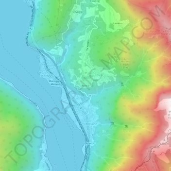 Mapa topográfico Ronco, altitud, relieve