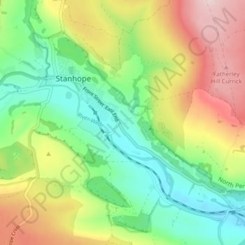 Mapa topográfico Shittlehope, altitud, relieve