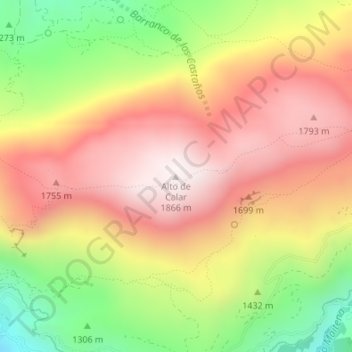 Mapa topográfico Alto de Calar, altitud, relieve