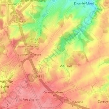 Mapa topográfico Mèves, altitud, relieve