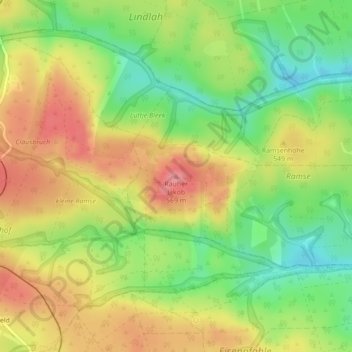 Mapa topográfico Rauher Jakob, altitud, relieve