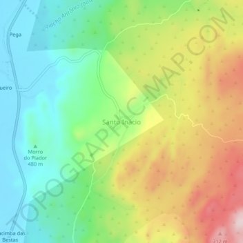 Mapa topográfico Santo Inácio, altitud, relieve